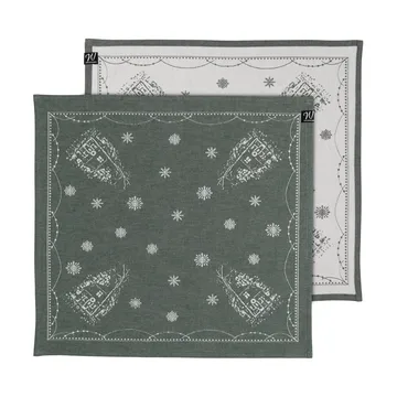 Servilletas de tela Julemorgen 45x45 cm, 2-pack - Blanco-verde - Wik & Walsøe
