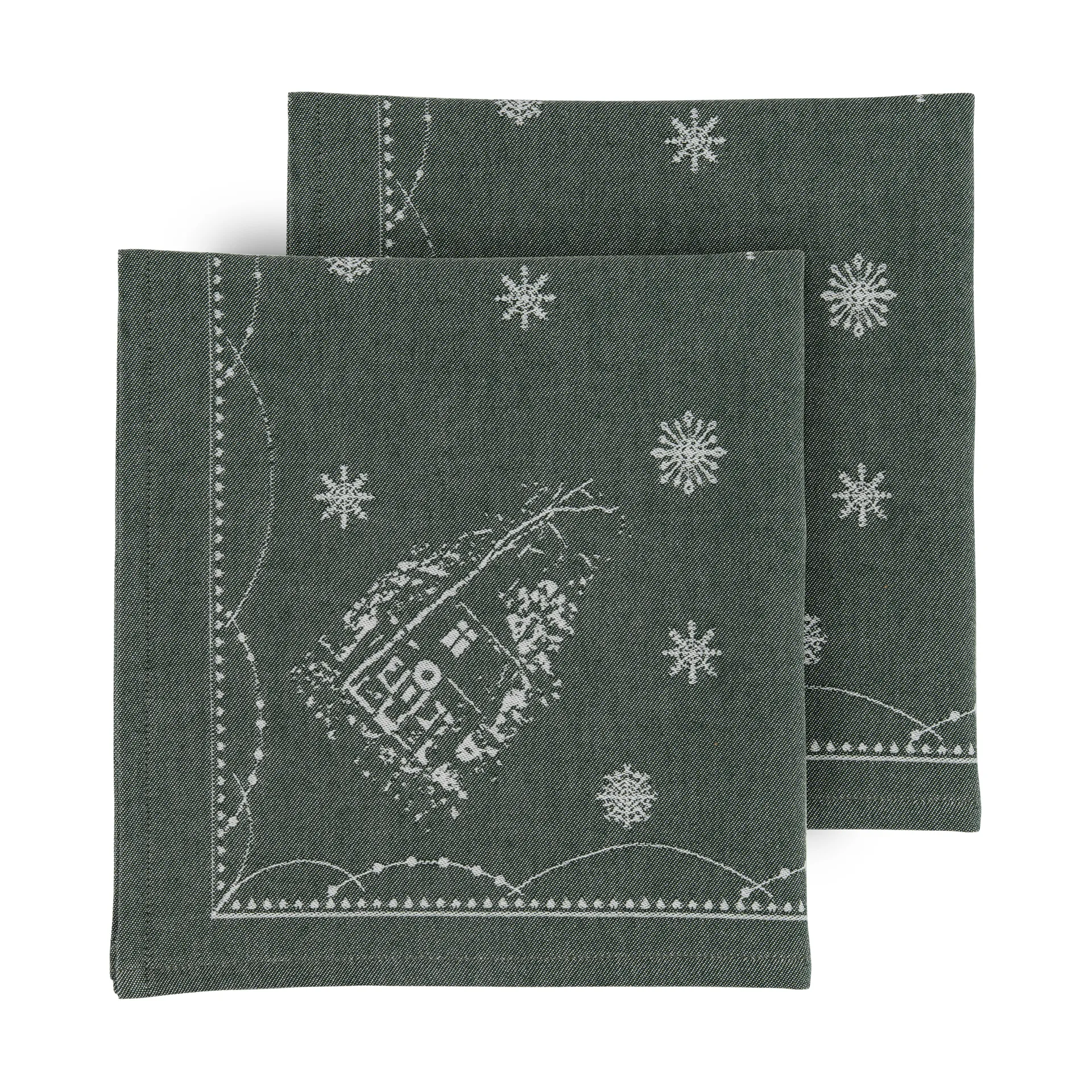 Servilletas de tela Julemorgen 45x45 cm, 2-pack, Blanco-verde Wik & Walsøe