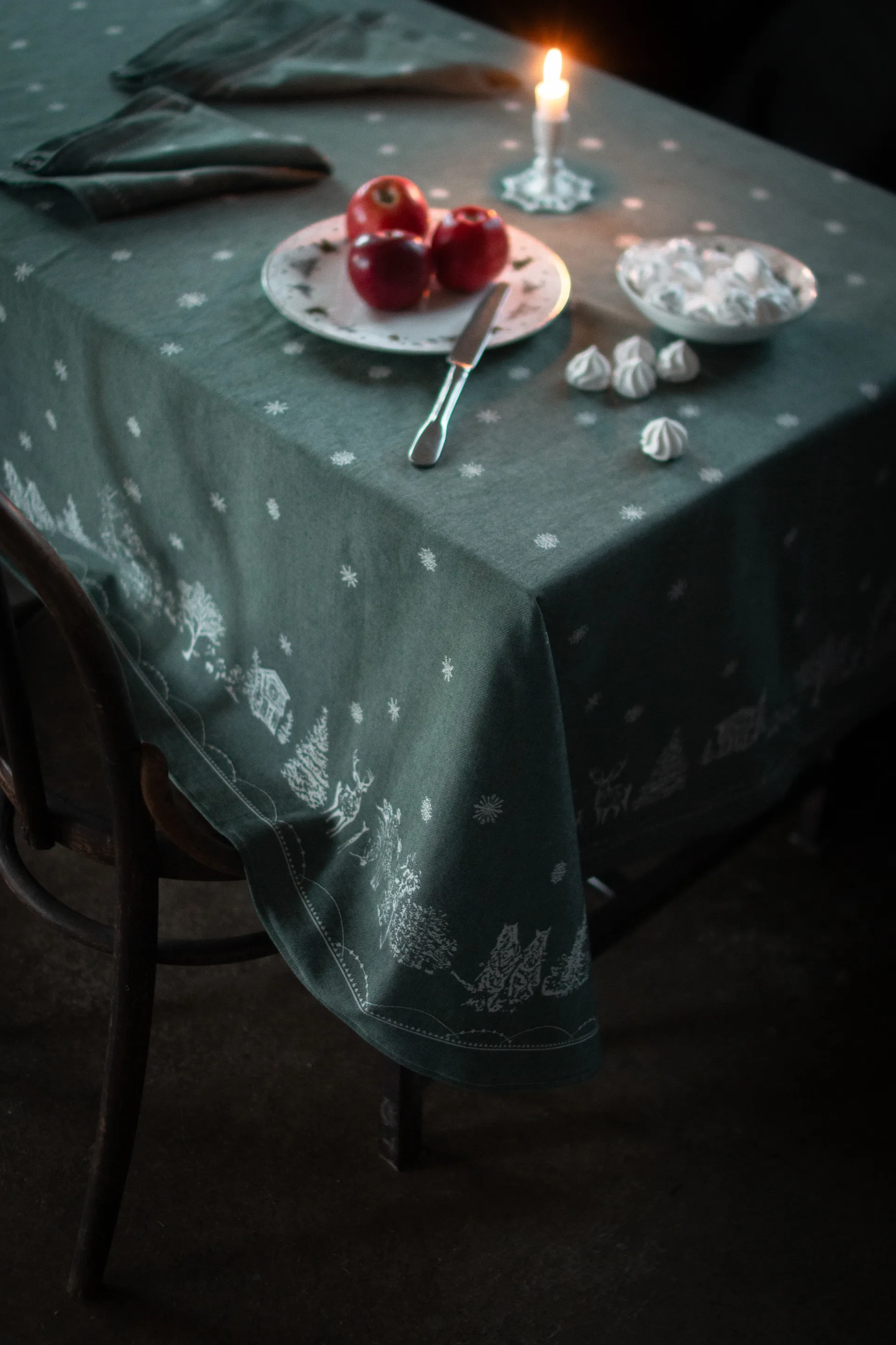 Servilletas de tela Julemorgen 45x45 cm, 2-pack, Blanco-verde Wik & Walsøe