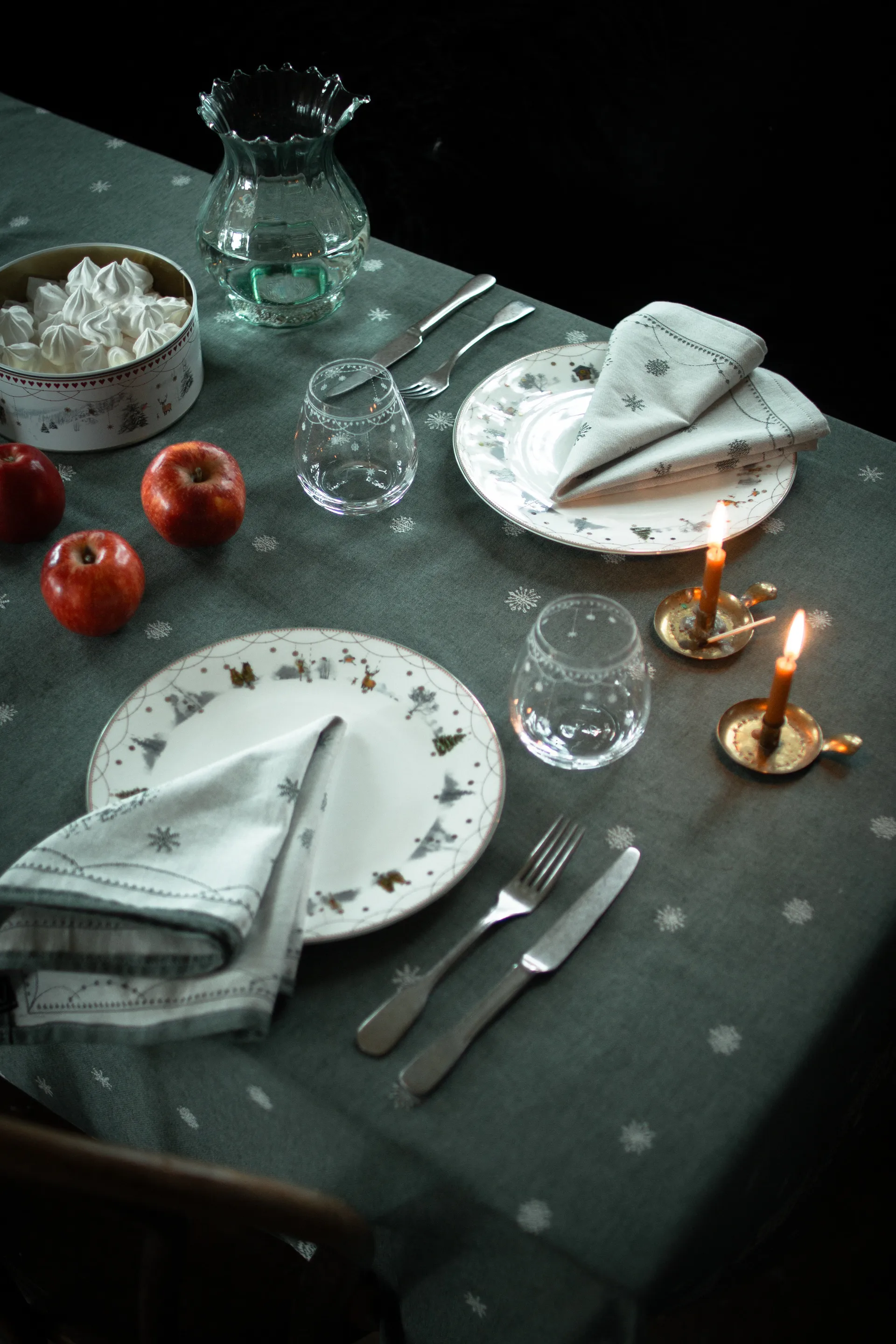 Servilletas de tela Julemorgen 45x45 cm, 2-pack, Blanco-verde Wik & Walsøe