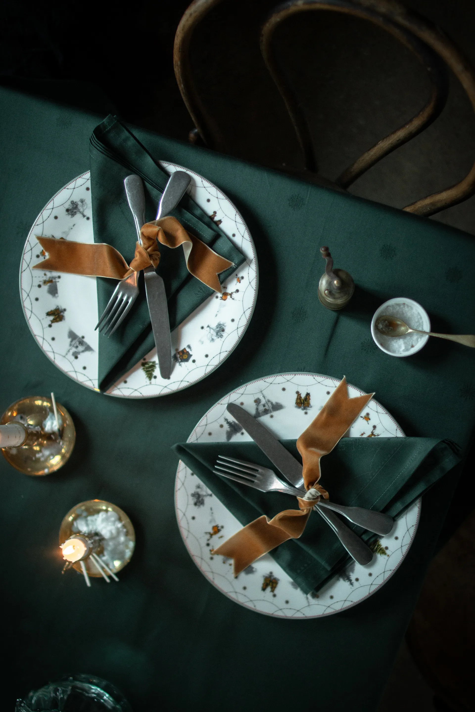 Servilletas de tela Julemorgen 45x45 cm, 2-pack, Blanco-verde Wik & Walsøe