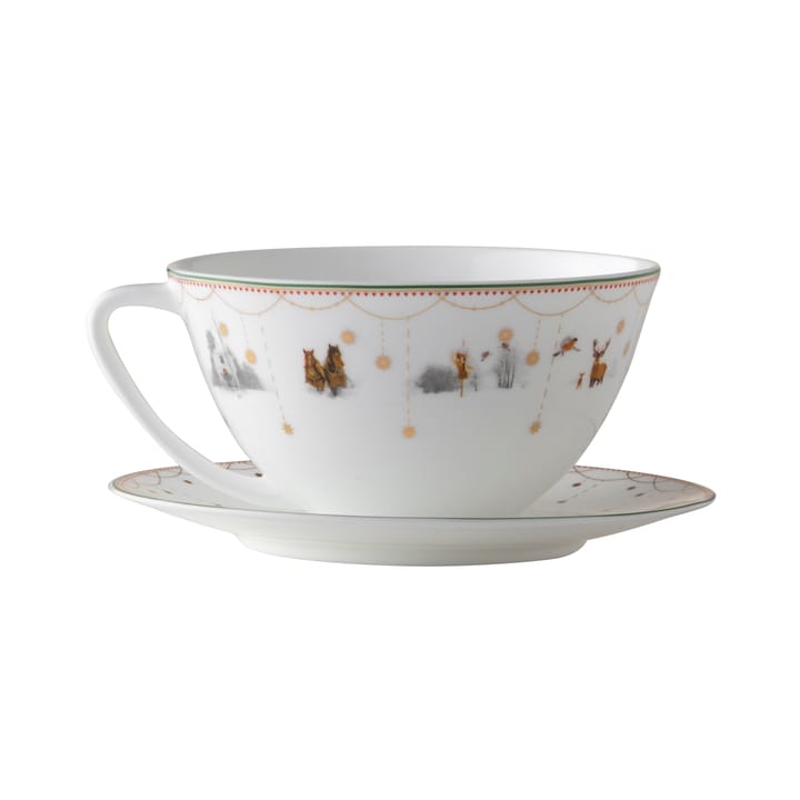 Taza de té y platillo Julemorgen Story - blanco-multi - Wik & Walsøe