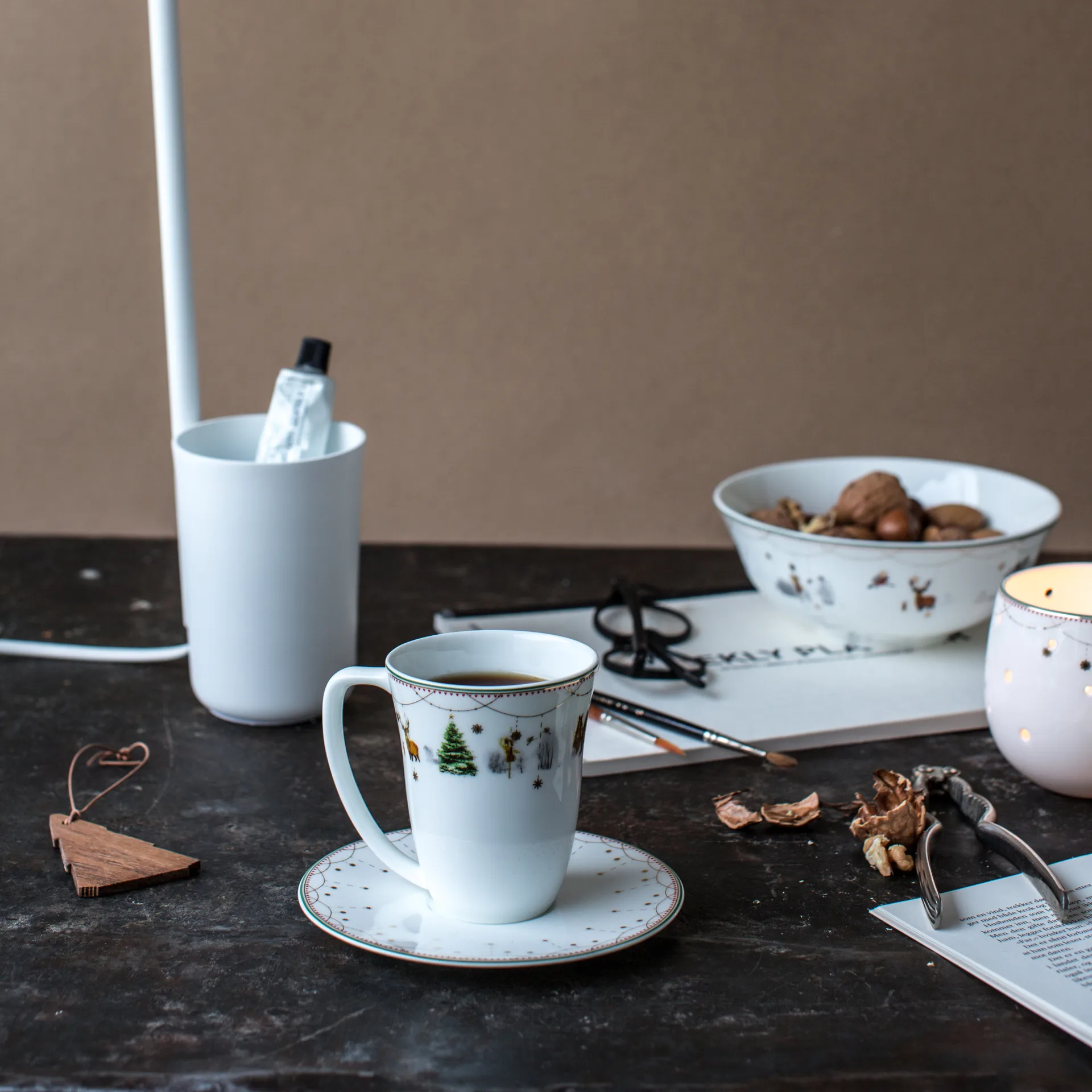 Taza y plato Julemorgen 20 cl, blanco Wik & Walsøe