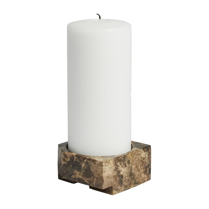 3 Soporte para velas Jeu de dés mármol, marrón Woud