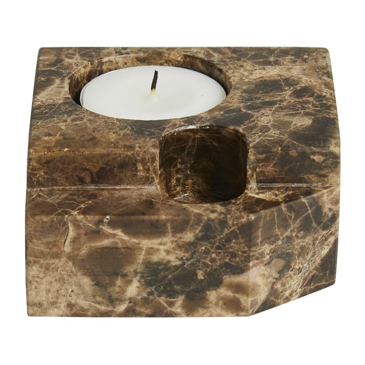 3 Soporte para velas Jeu de dés mármol, marrón Woud
