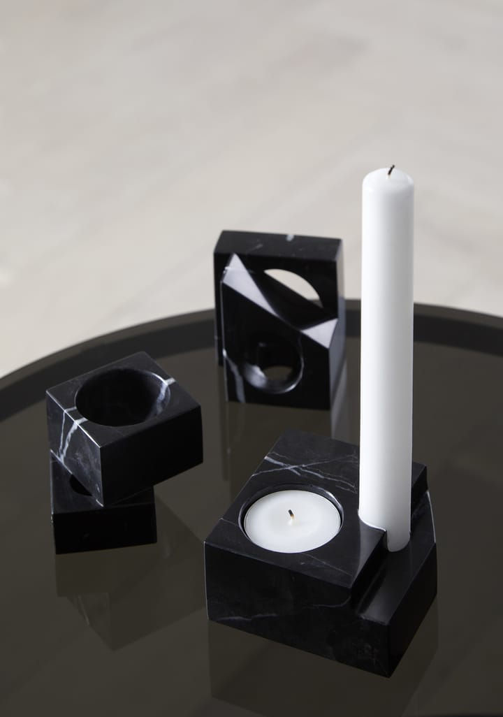 3 Soporte para velas Jeu de dés mármol - negro - Woud