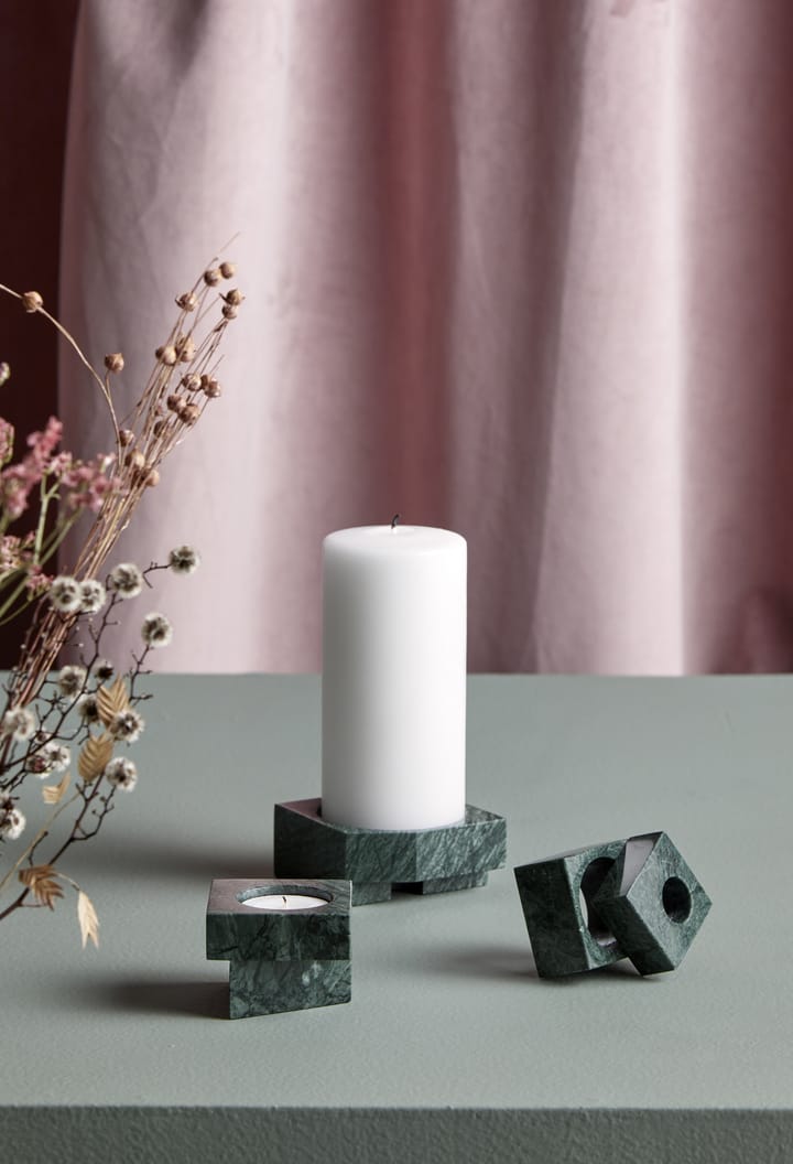 3 Soporte para velas Jeu de dés mármol, verde Woud