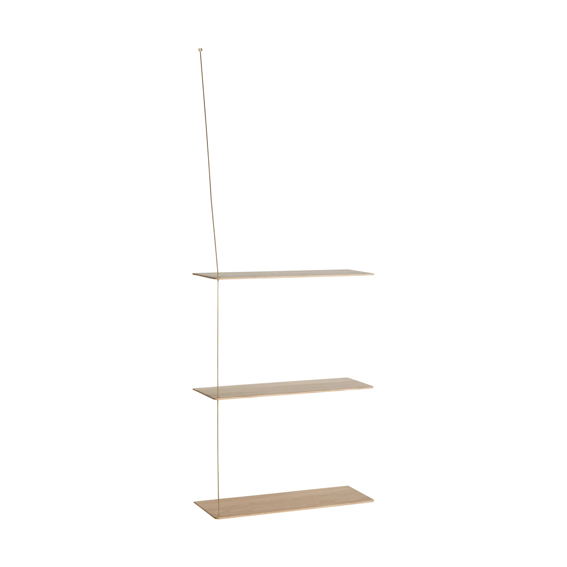 Estantería Stedge, Roble blanqueado a la cal-latón, 60 cm, 3 estantes Woud