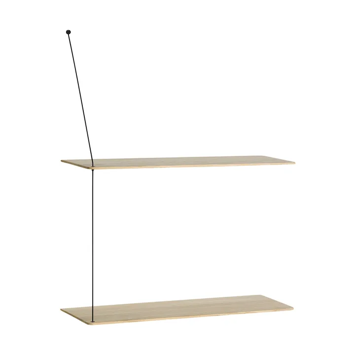 Estantería Stedge - Roble blanqueado-negro, 2 baldas, 60 cm - Woud