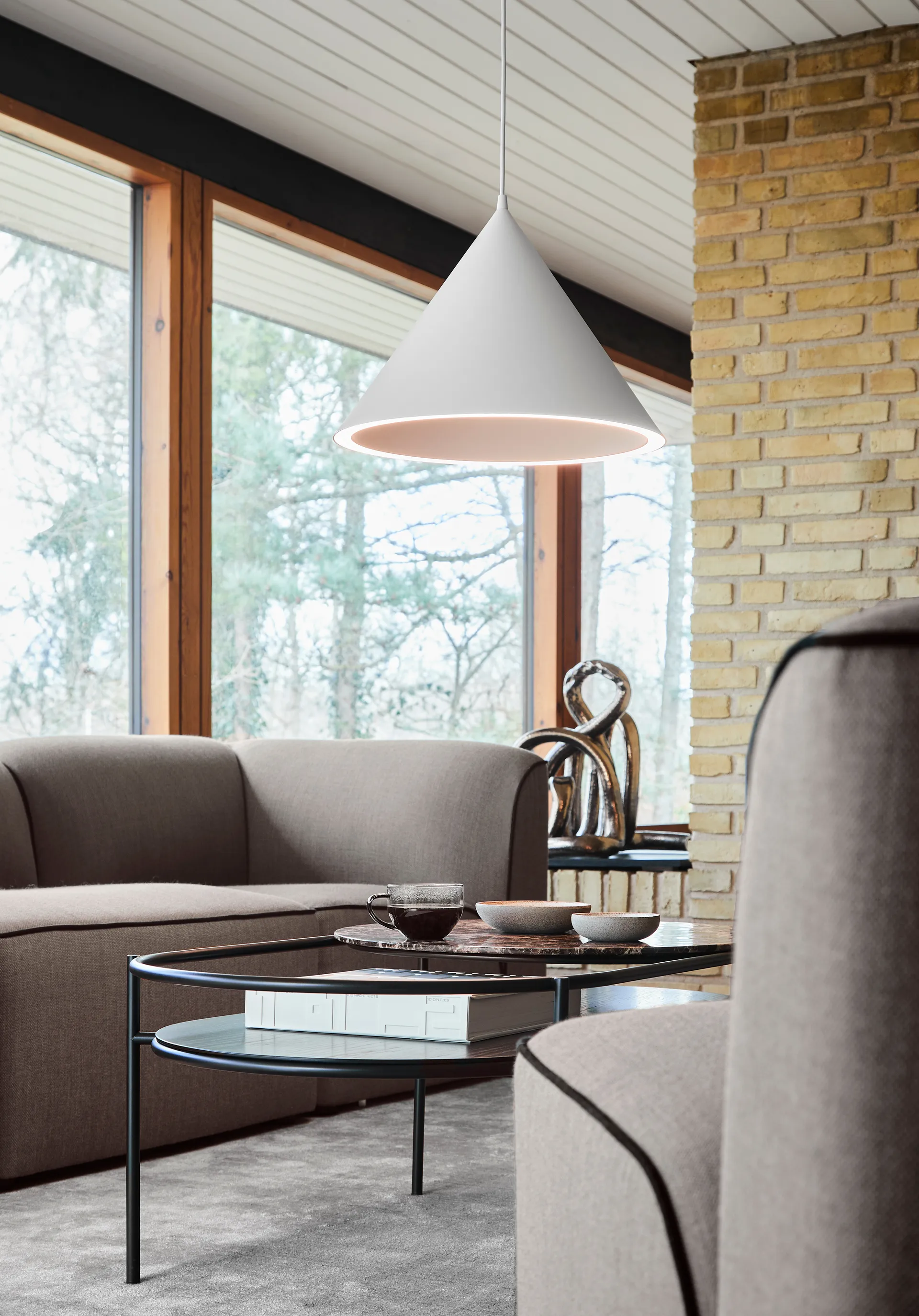 Lámpara colgante Annular large, White Woud