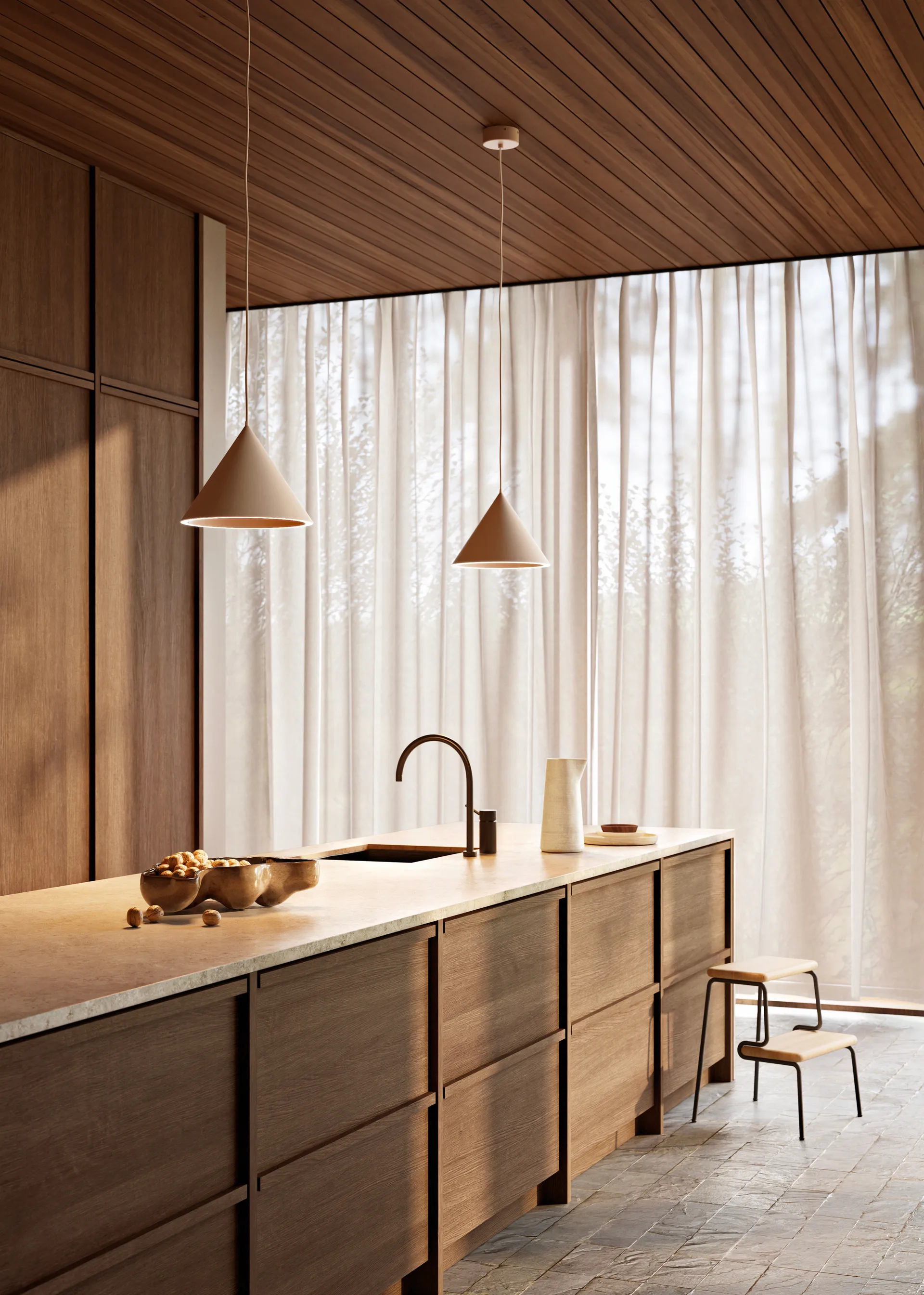 Lámpara colgante Annular small, Beige Woud