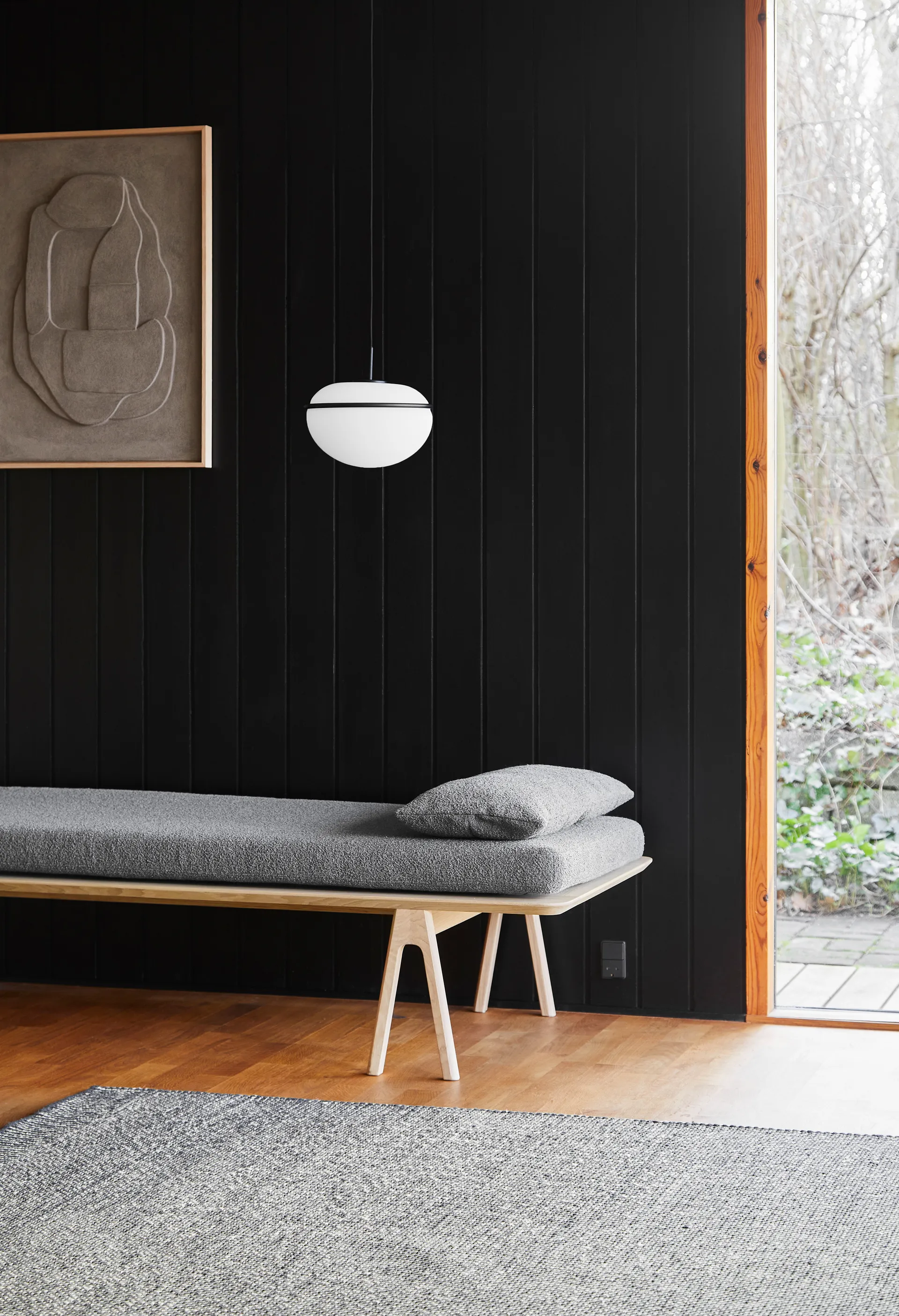 Lámpara colgante Pump, negro, opal Woud