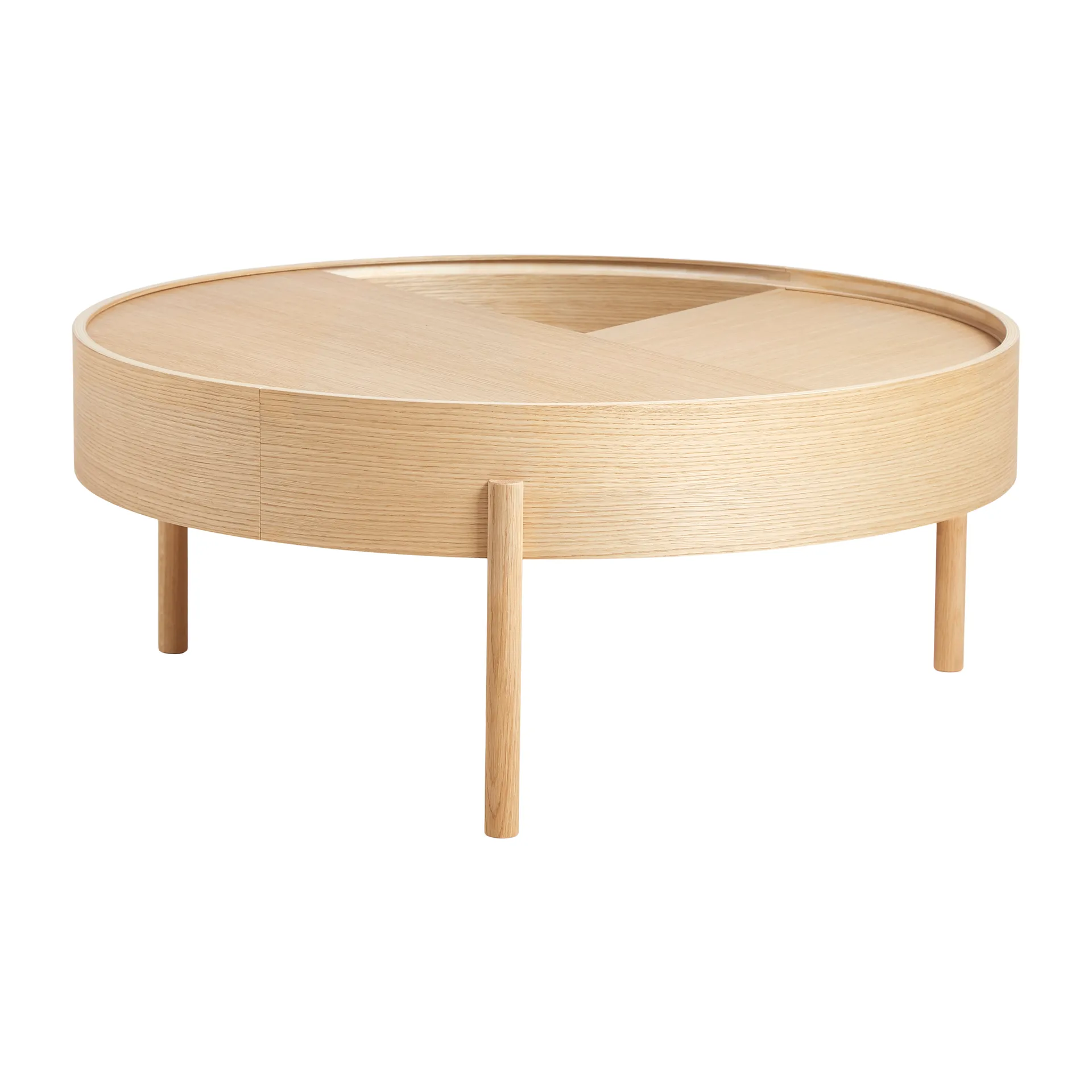 Mesa auxiliar Arc Ø89 cm, Roble pigmentado blanco Woud