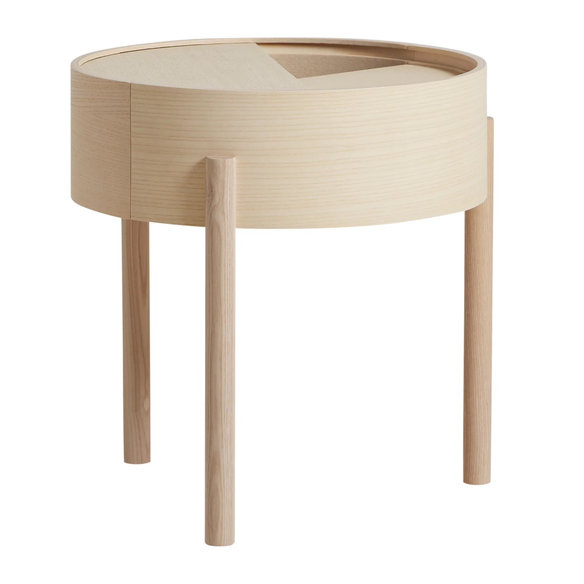 Mesa auxiliar Arc, ceniza pigmentada de blanco Woud