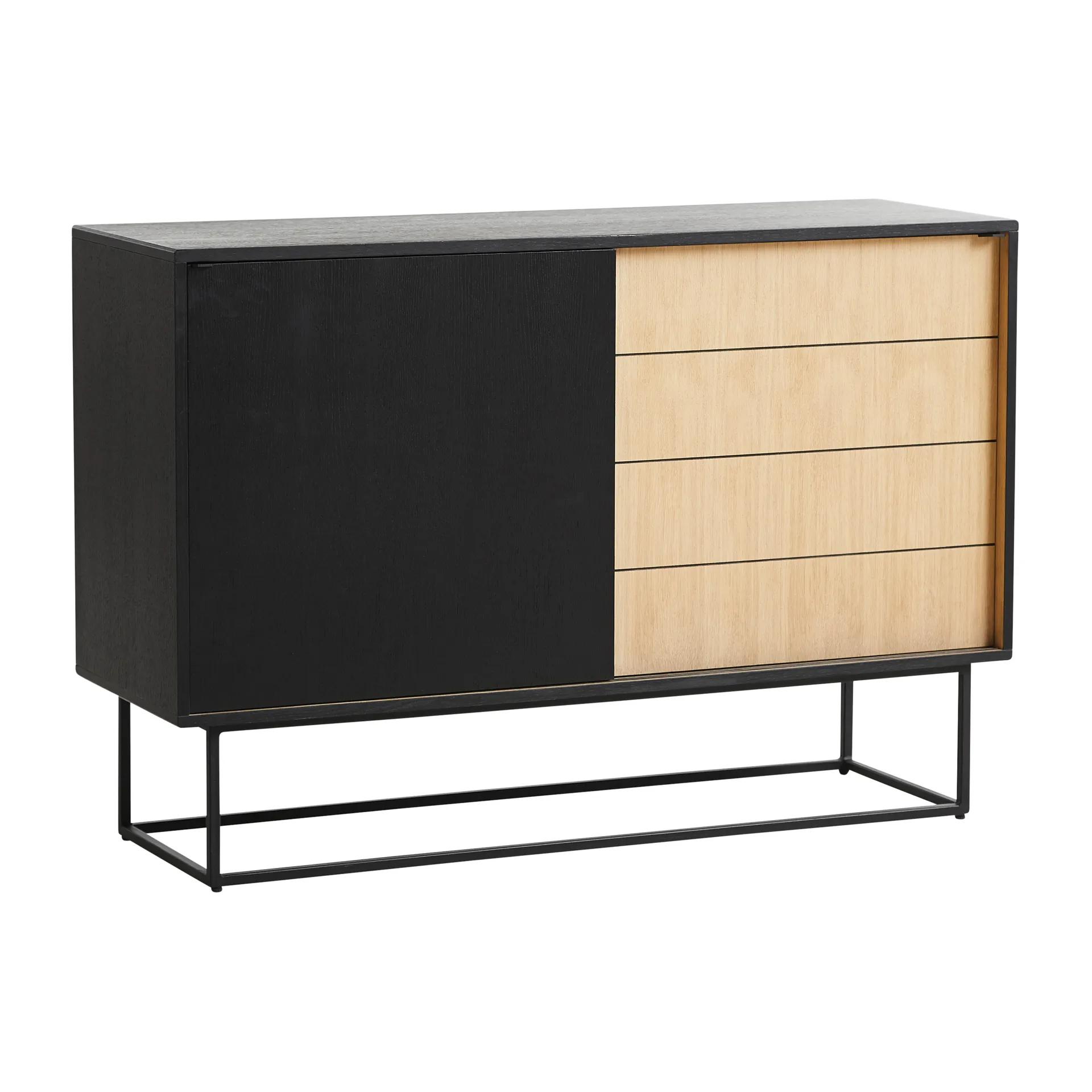 Mesa auxiliar Virka, alto 120 cm, Negro - roble Woud