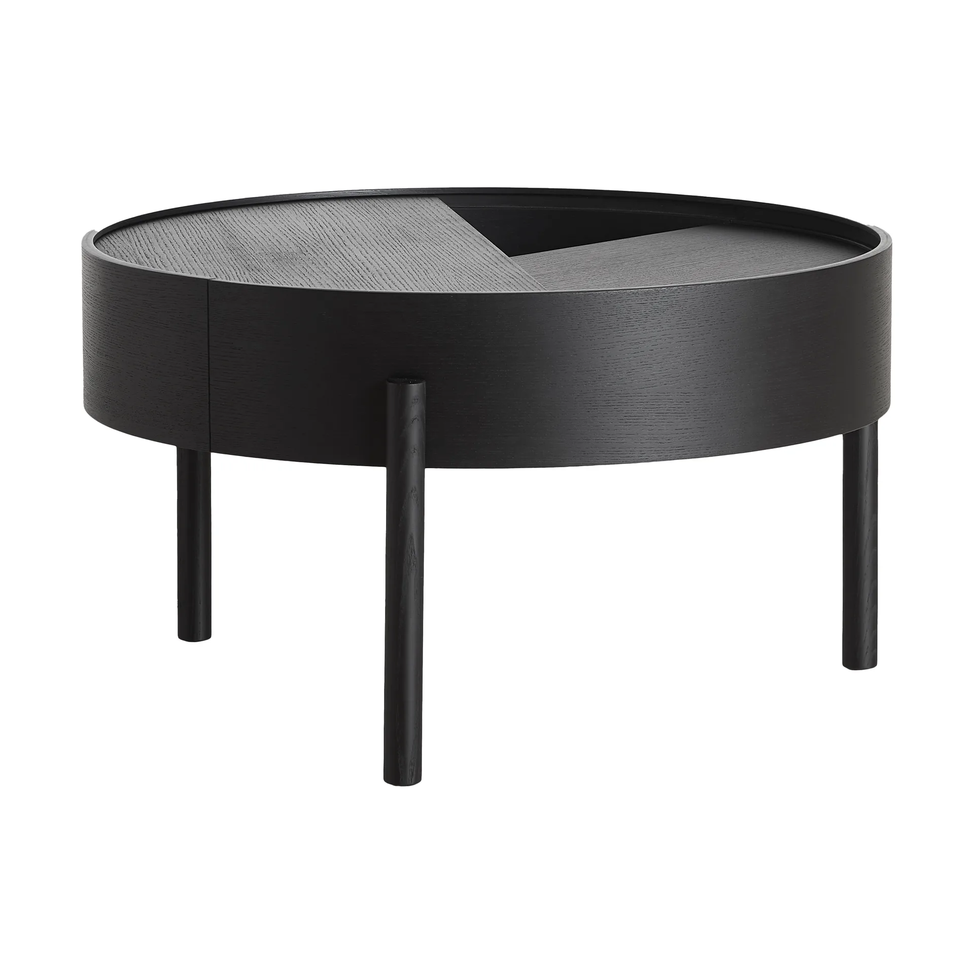 Mesa de centro Arc Ø66 cm, ceniza teñida de negro ceniza Woud