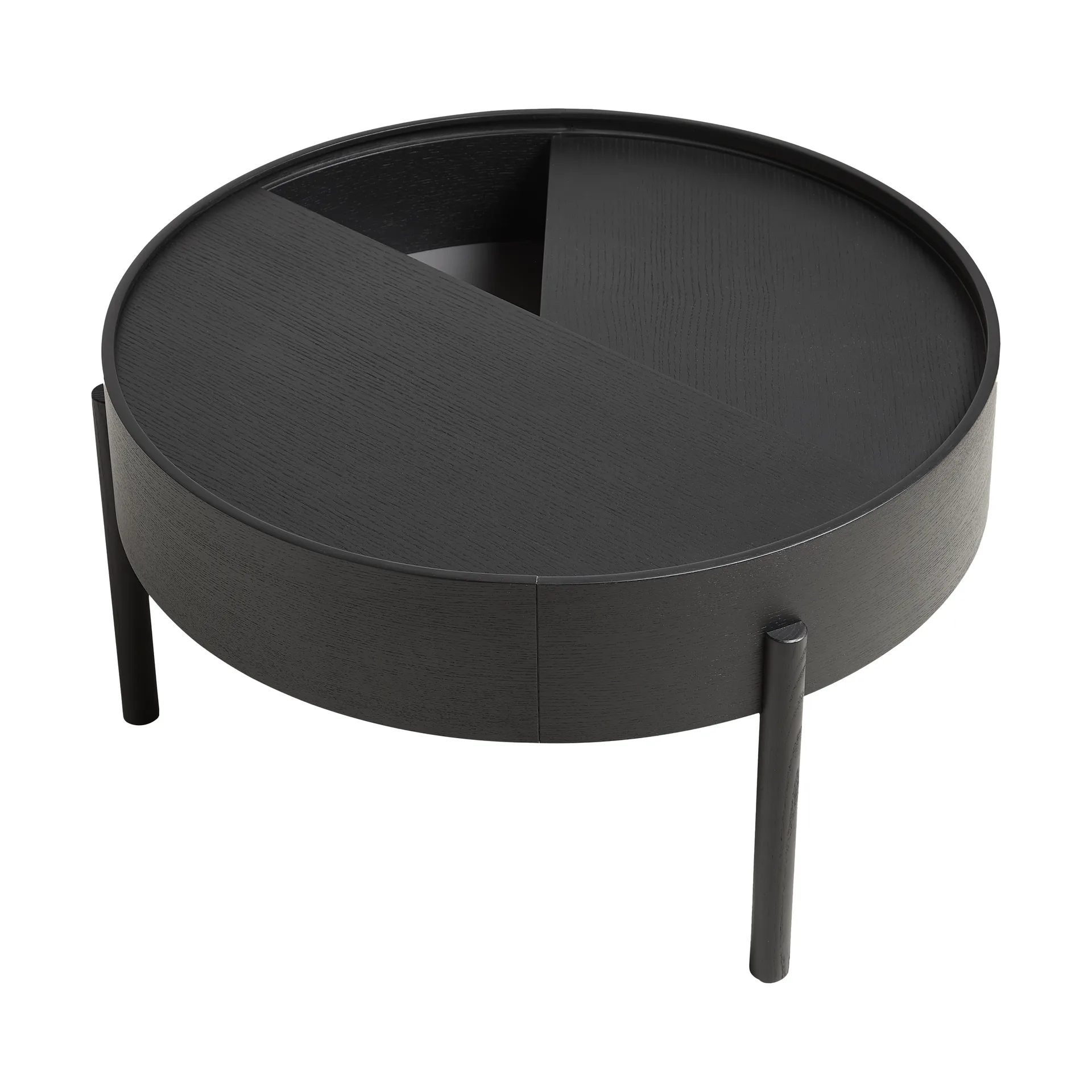 Mesa de centro Arc Ø66 cm, ceniza teñida de negro ceniza Woud