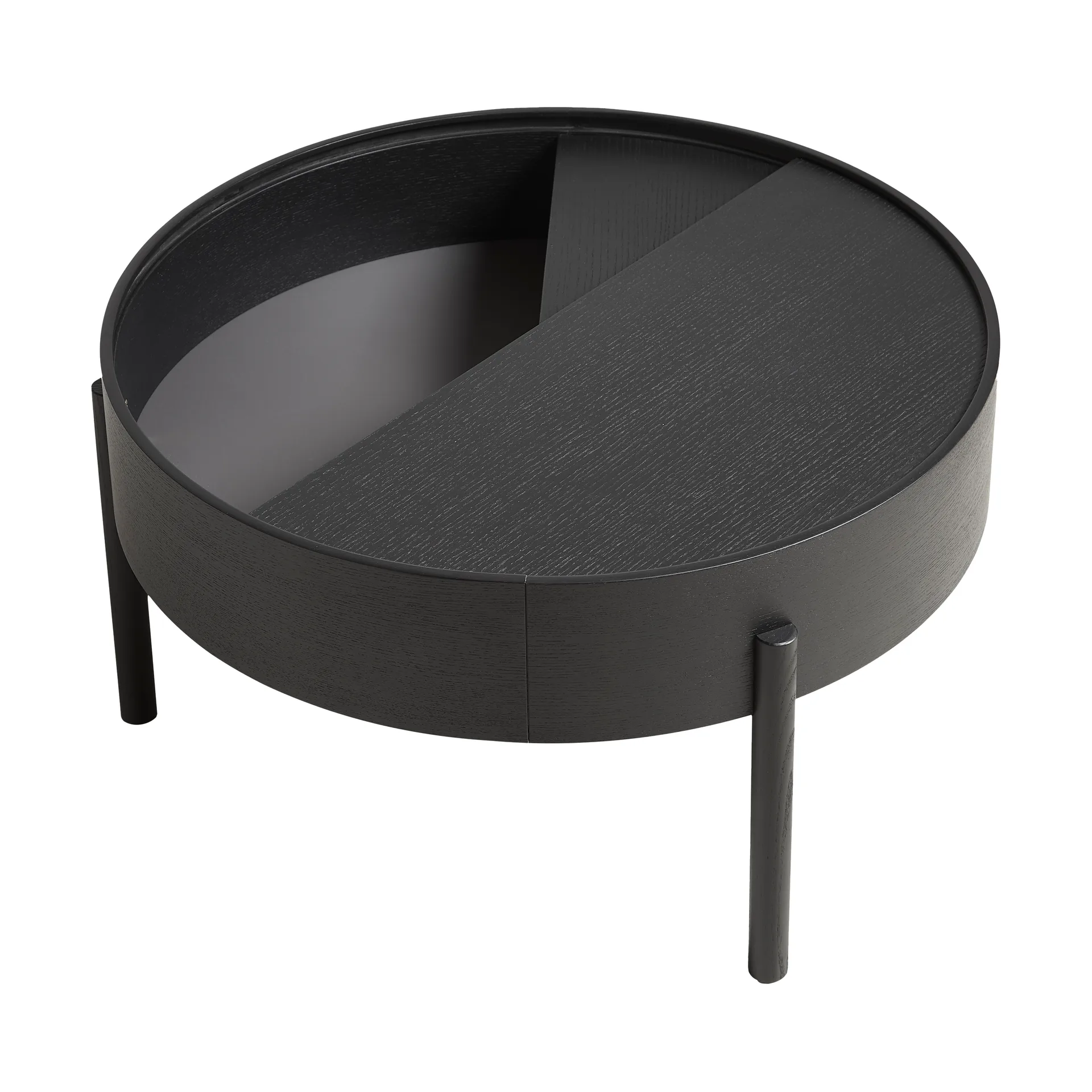 Mesa de centro Arc Ø66 cm, ceniza teñida de negro ceniza Woud