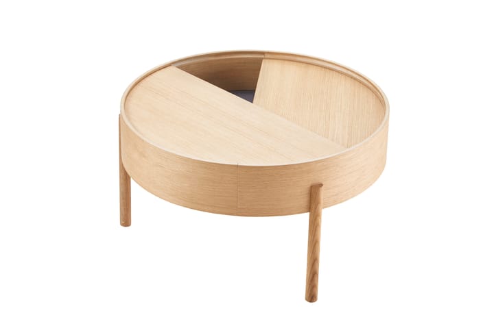 Mesa de centro Arc Ø66 cm, Roble pigmentado blanco Woud