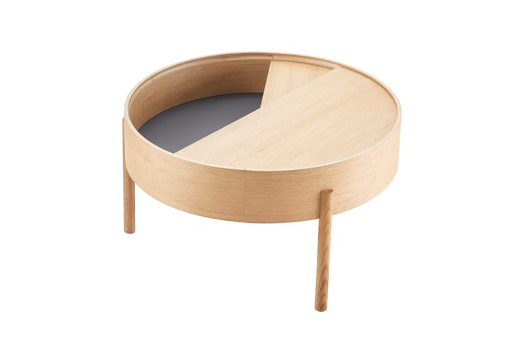 Mesa de centro Arc Ø66 cm, Roble pigmentado blanco Woud