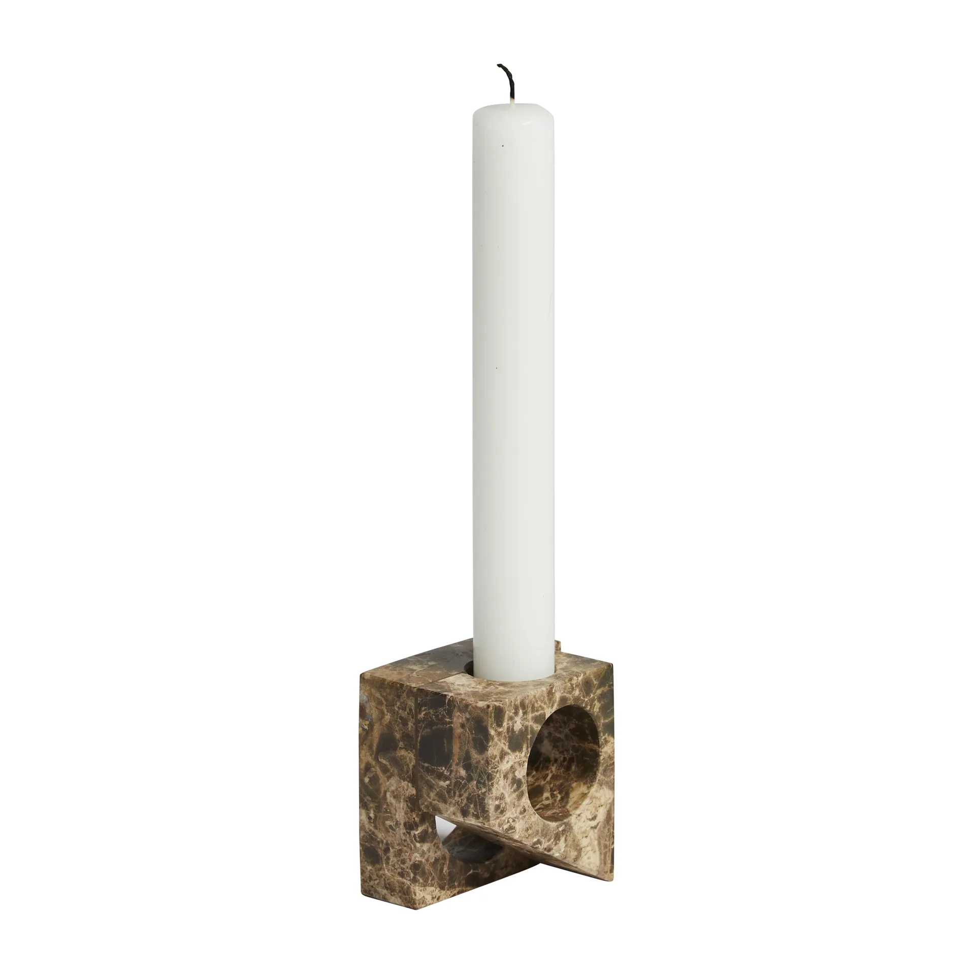 Soporte para velas Jeu de dés 2 mármol, marrón Woud