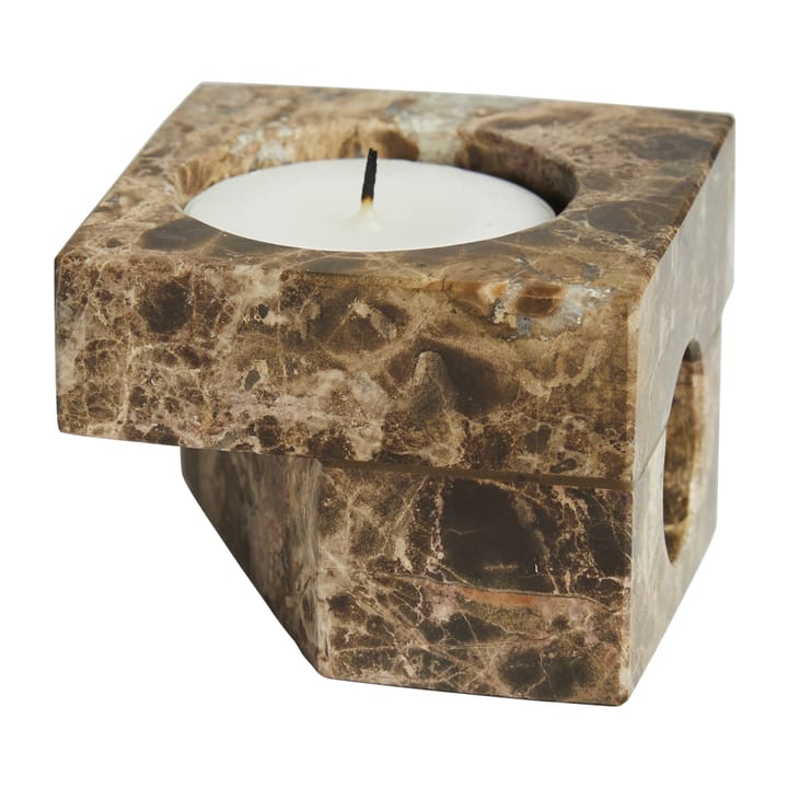 Soporte para velas Jeu de dés 2 mármol, marrón Woud