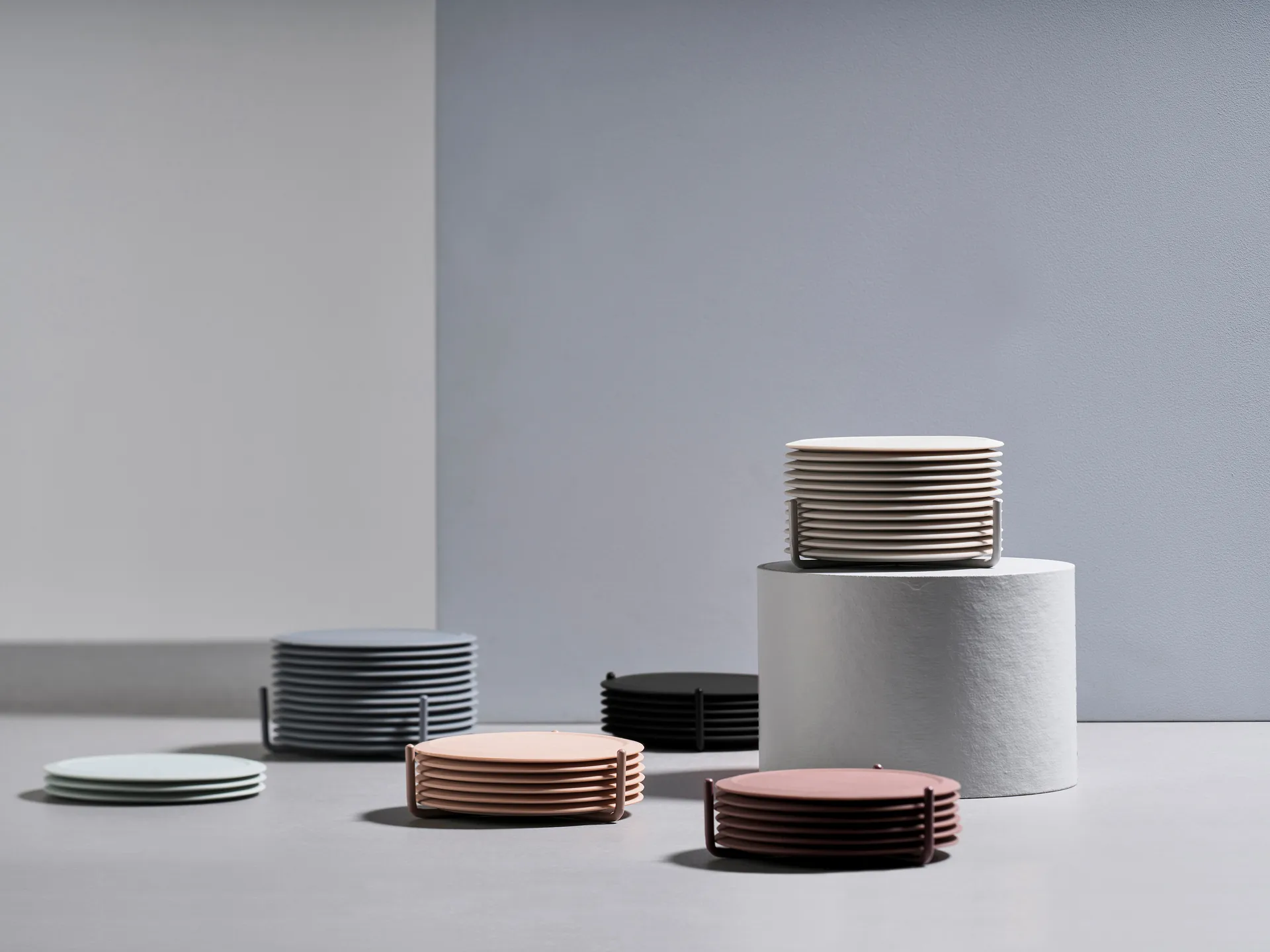 6 Posavasos con soporte Singles, Warm grey Zone Denmark