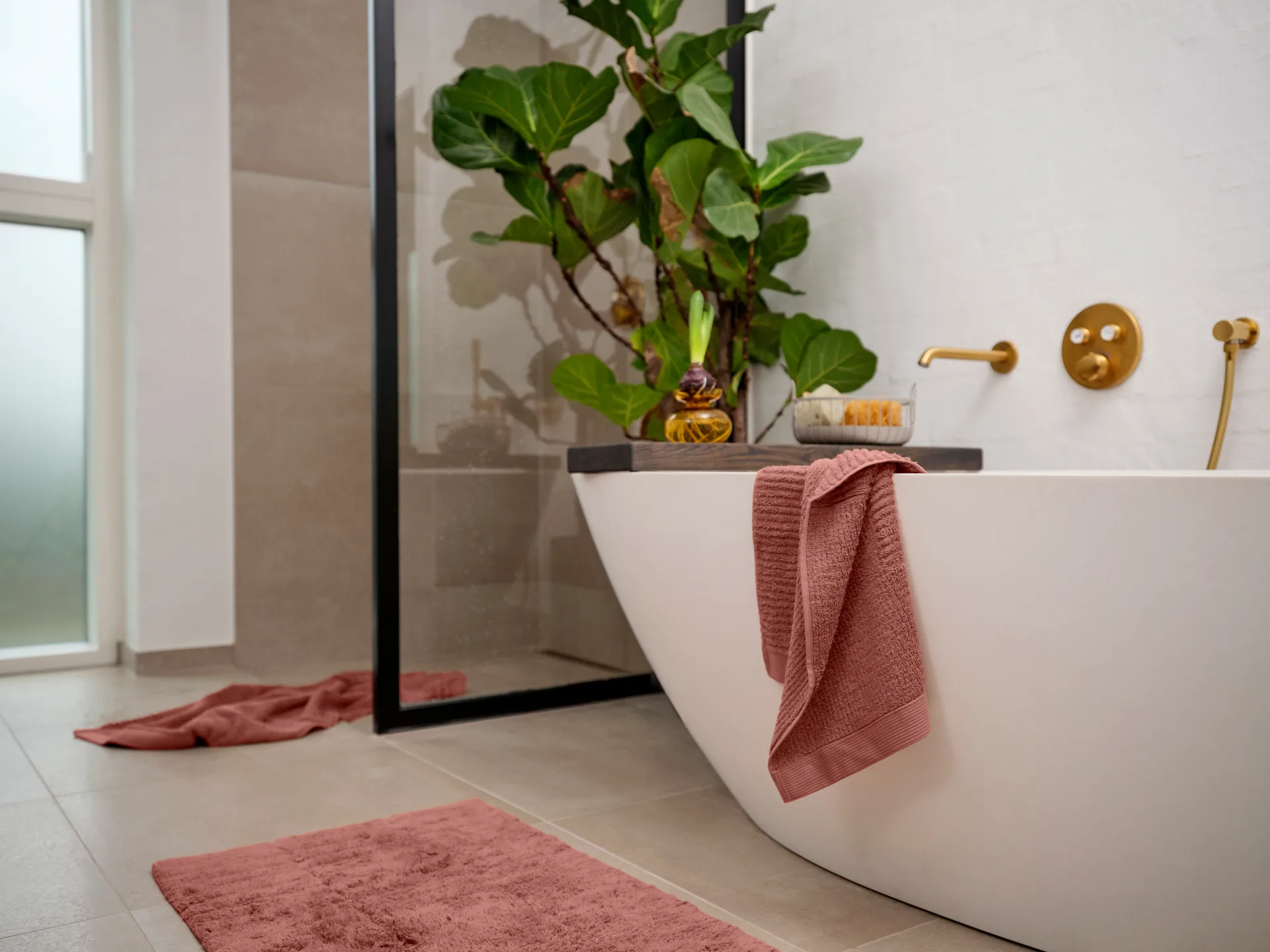 Alfombrilla de baño Tiles, Peach red Zone Denmark