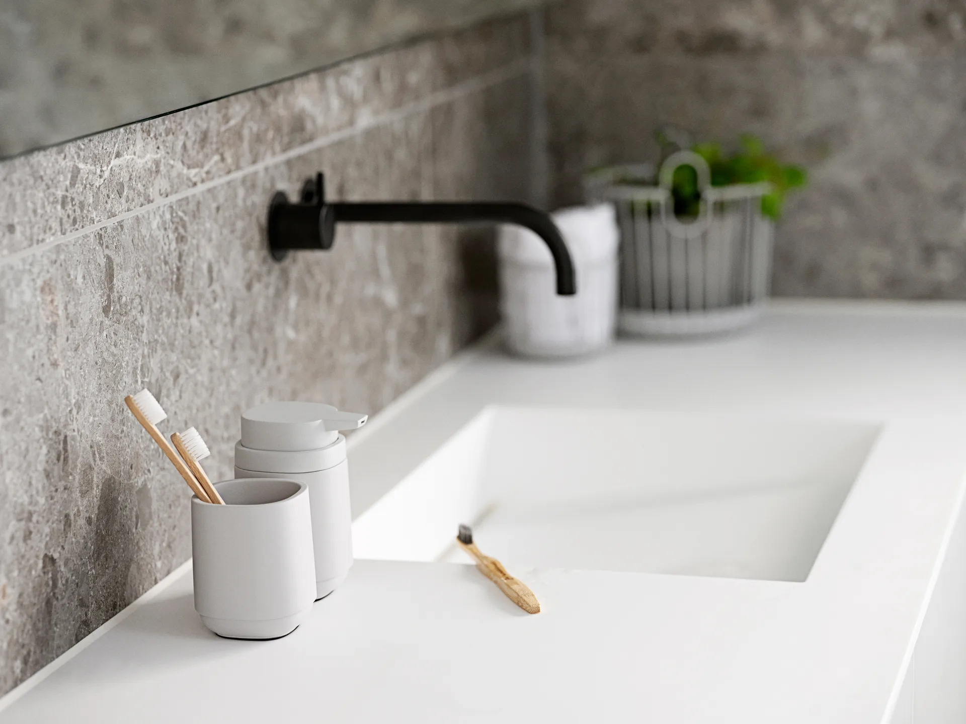 Dispensador de jabón Time 13 cm, Soft grey Zone Denmark