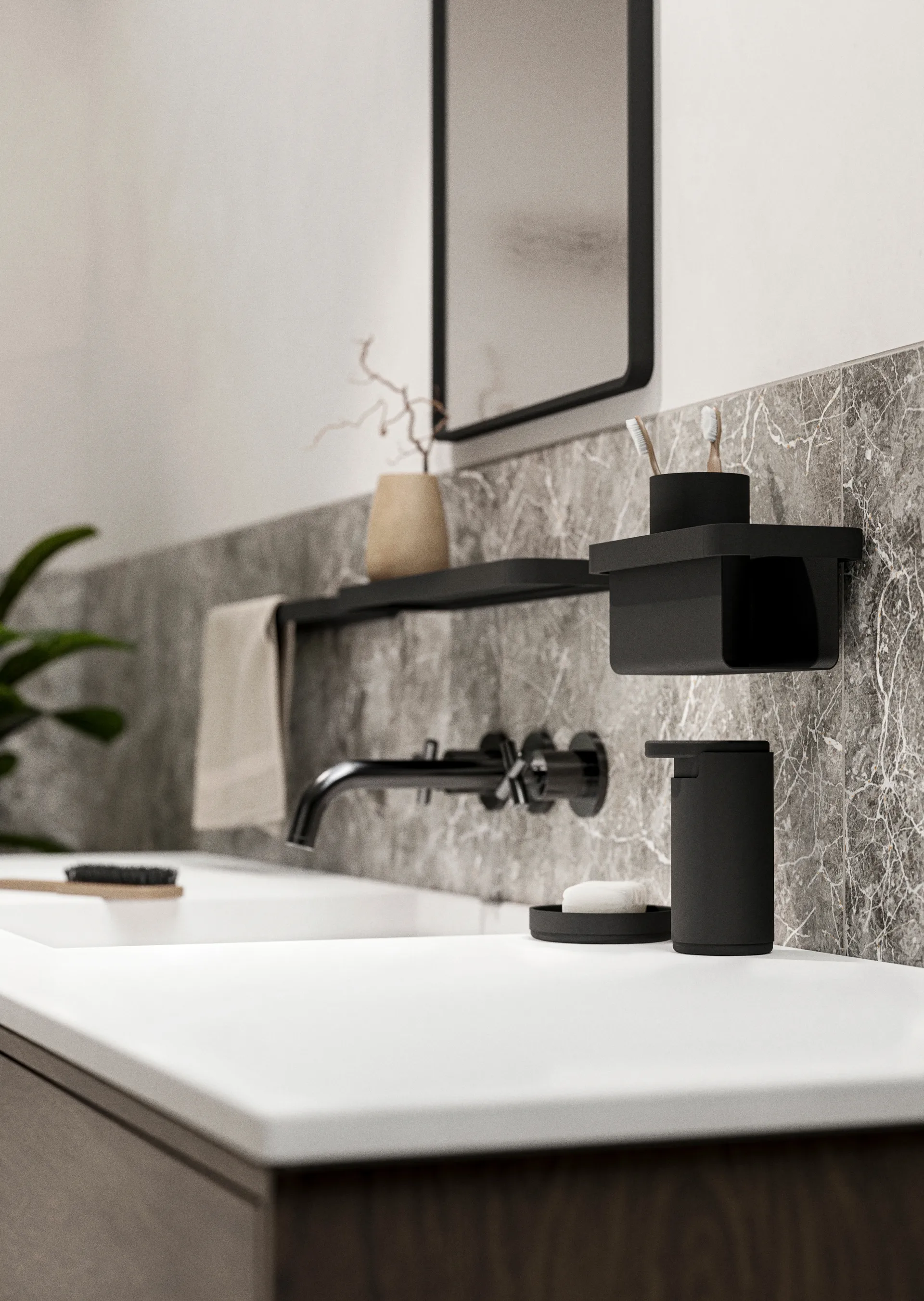 Estantería de ducha alta RIM 11x22 cm, Black Zone Denmark