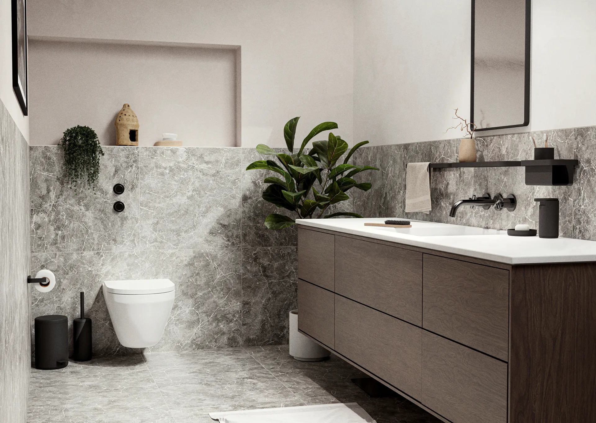 Estantería de ducha alta RIM 11x22 cm, Black Zone Denmark