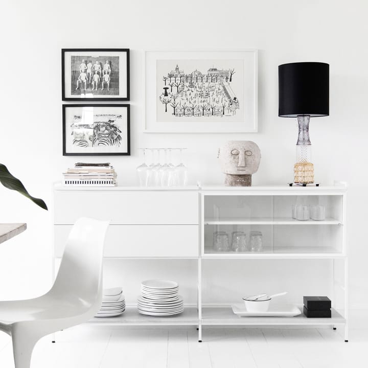 Aparador Molto Medium, Blanco, 2 secciones con vitrina Zweed