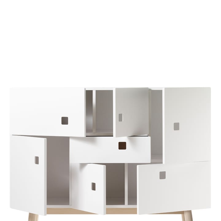 Aparador Peep C1, Blanco, retro, base de roble Zweed
