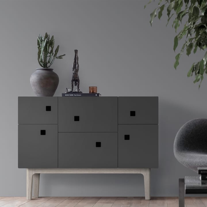 Aparador Peep C2, Slate grey, roble pigmentado blanco Zweed
