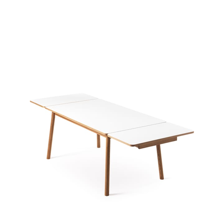 Mesa con tablero adicional Dino+ - Blanco, base de roble, 2 tableros de extensión - Zweed