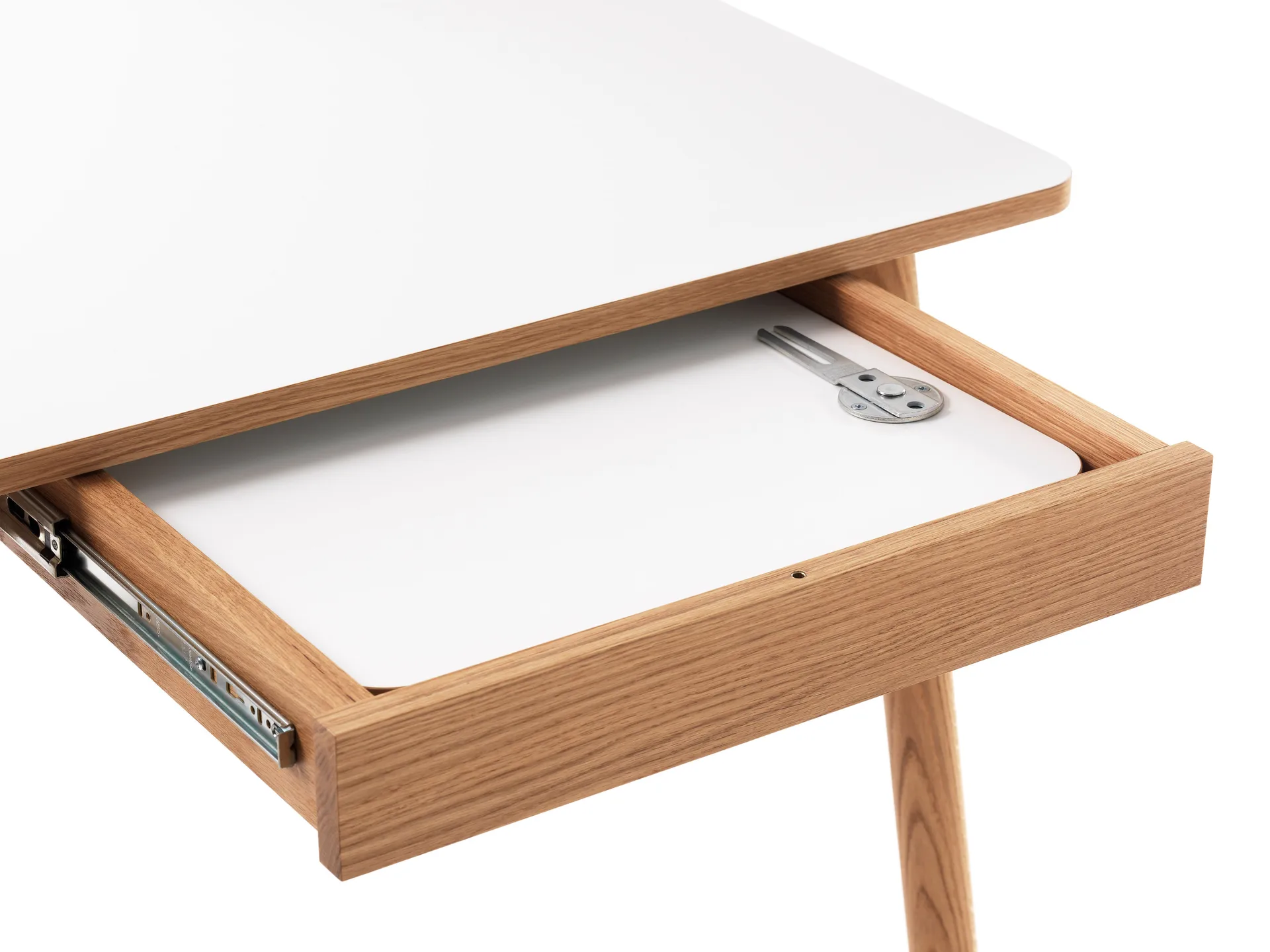 Mesa con tablero adicional Dino+, Blanco, base de roble, 2 tableros de extensión Zweed