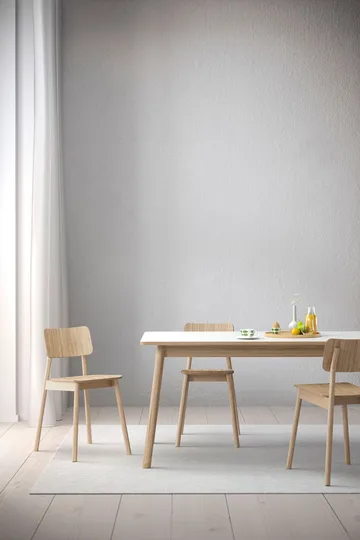 Mesa con tablero adicional Dino+ - Blanco, base de roble, 2 tableros de extensión - Zweed