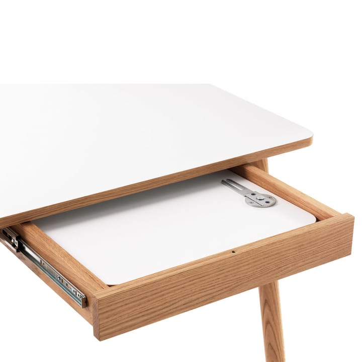 Mesa con tablero adicional Dino+, Blanco, base de roble, 2 tableros de extensión Zweed