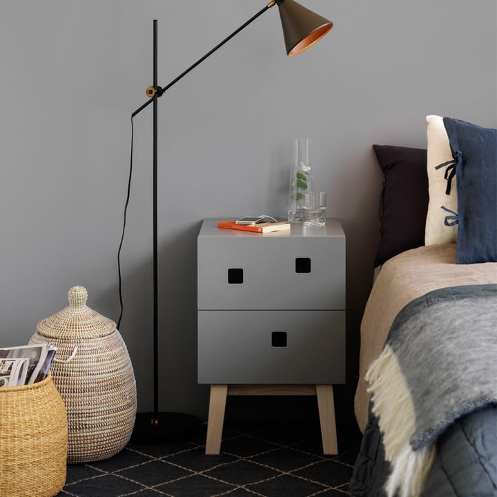 Mesilla de noche Peep S1, Slate grey, retro, base de roble Zweed