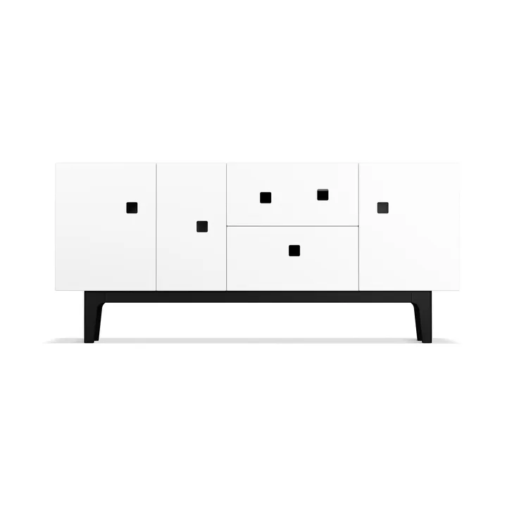 Mueble TV Peep M2 - Blanco, lacado negro - Zweed