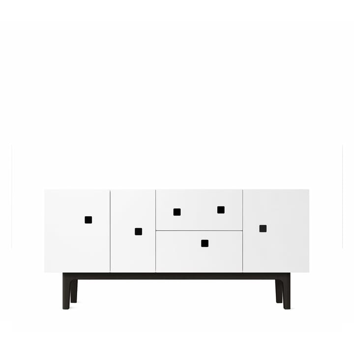 Mueble TV Peep M2 - Blanco, lacado negro - Zweed