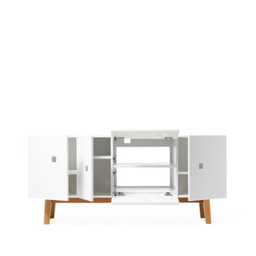 Mueble TV Peep M2 - Blanco, retro, base de roble - Zweed