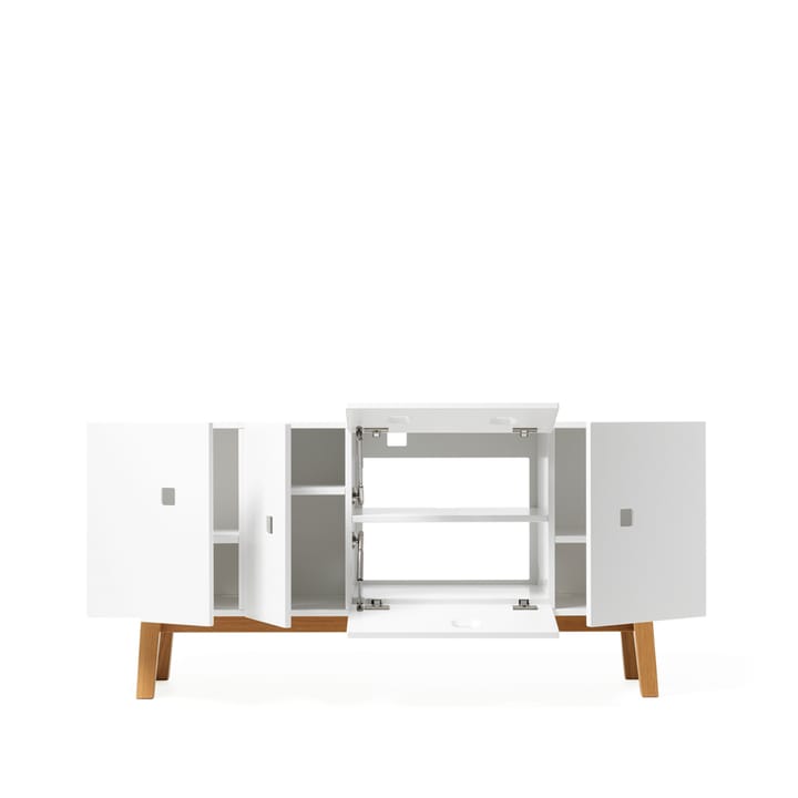 Mueble TV Peep M2, Blanco, retro, base de roble Zweed