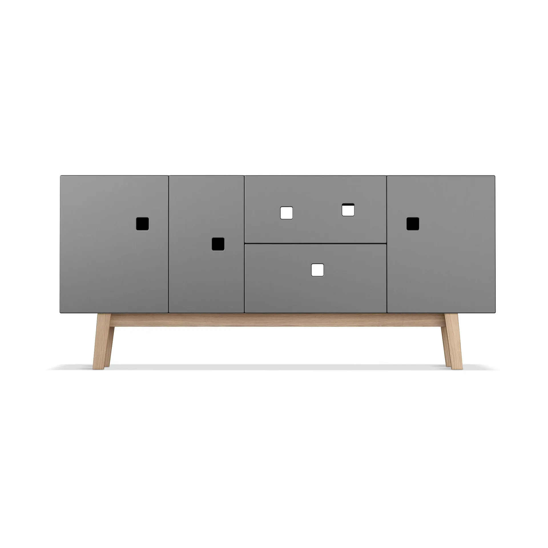 Mueble TV Peep M2, Slate grey, retro, base de roble Zweed