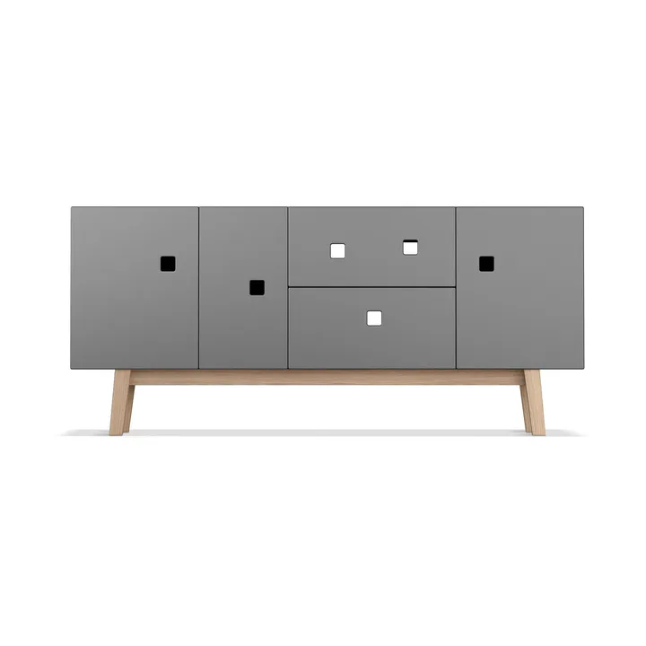 Mueble TV Peep M2 - Slate grey, retro, base de roble - Zweed