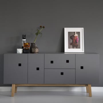 Mueble TV Peep M2 - Slate grey, retro, base de roble - Zweed