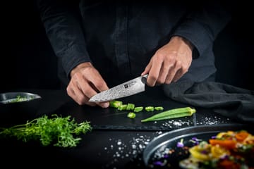 Cuchillo de cocina compacto Zwilling Tanrei 14 cm - Acero damasco-negro - Zwilling