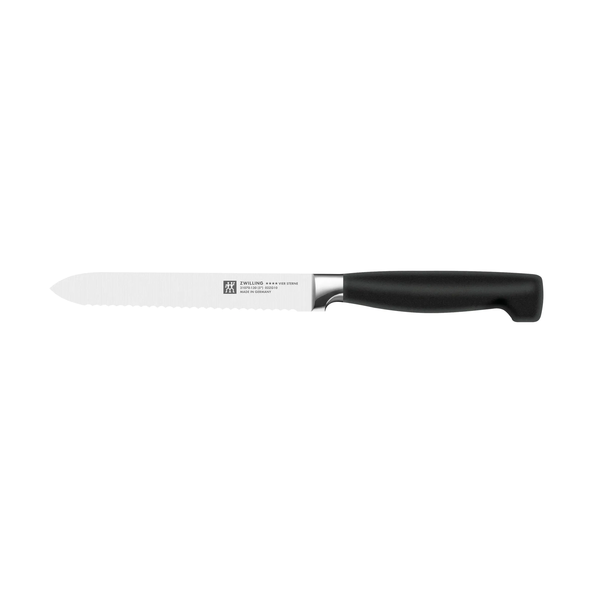 Cuchillo dentado universal Zwilling Four star 13 cm, Negro-acero inoxidable Zwilling