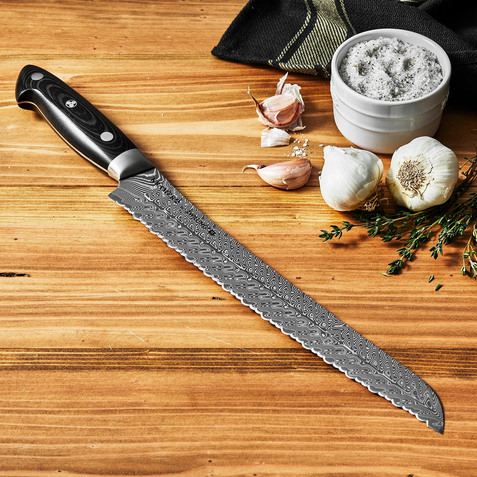 Cuchillo para pan Zwilling Kramer euro stainless 26 cm, Acero damasco-negro Zwilling