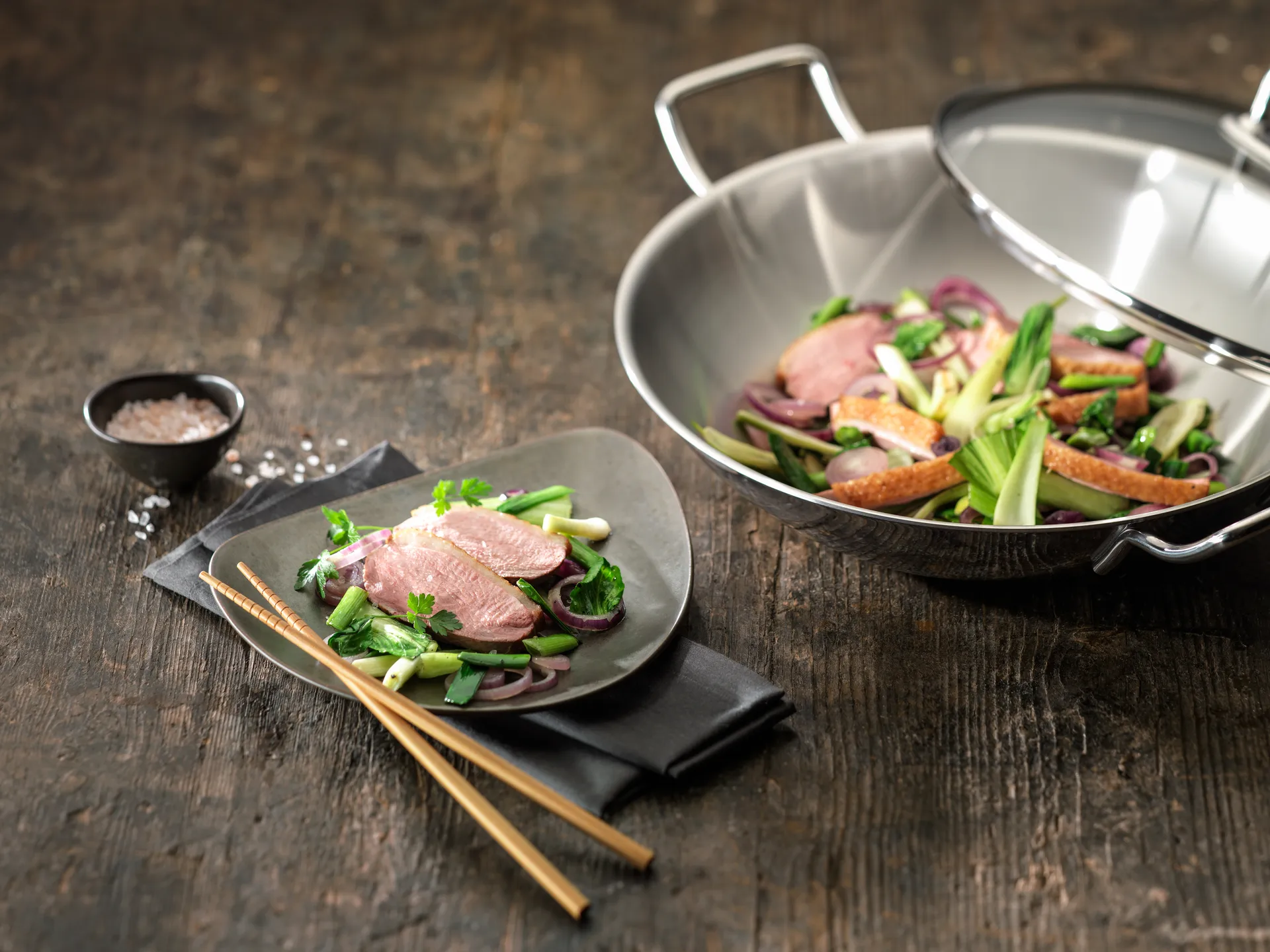 Sartén wok Zwilling Plus con tapa de vidrio Ø32 cm, Acero inoxidable Zwilling